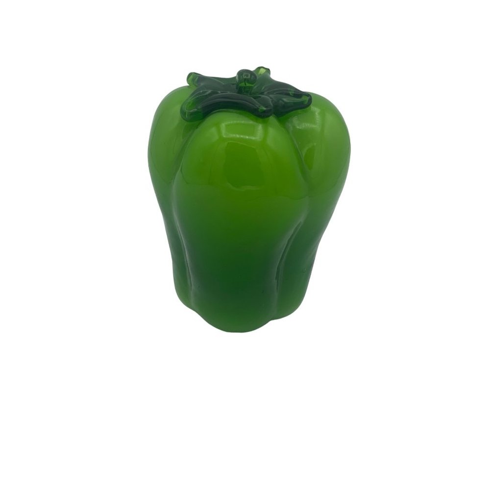 Vintage Art Glass Hand Blown Decor Vegetables Green Bell Pepper